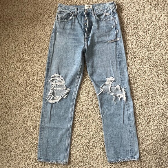 Agolde 90s Jeans High Waisted Distressed Loose Sz 27 - Picture 2 of 10